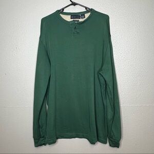 R & R Casual Mens Green Long Sleeve Shirt Pima Cotton Size L